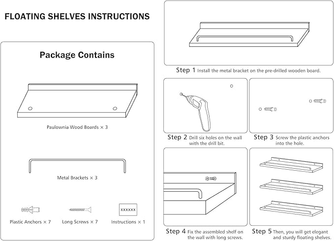 RYOFOBETTO 32 inches Long Floating Shelves, Bathroom Decor Shelves Over Toilet, Farmhouse Wall Shelves for Living Room, Bedroom, Picture Frames, Plants, Kitchen, Set of 3 (White and Grey)